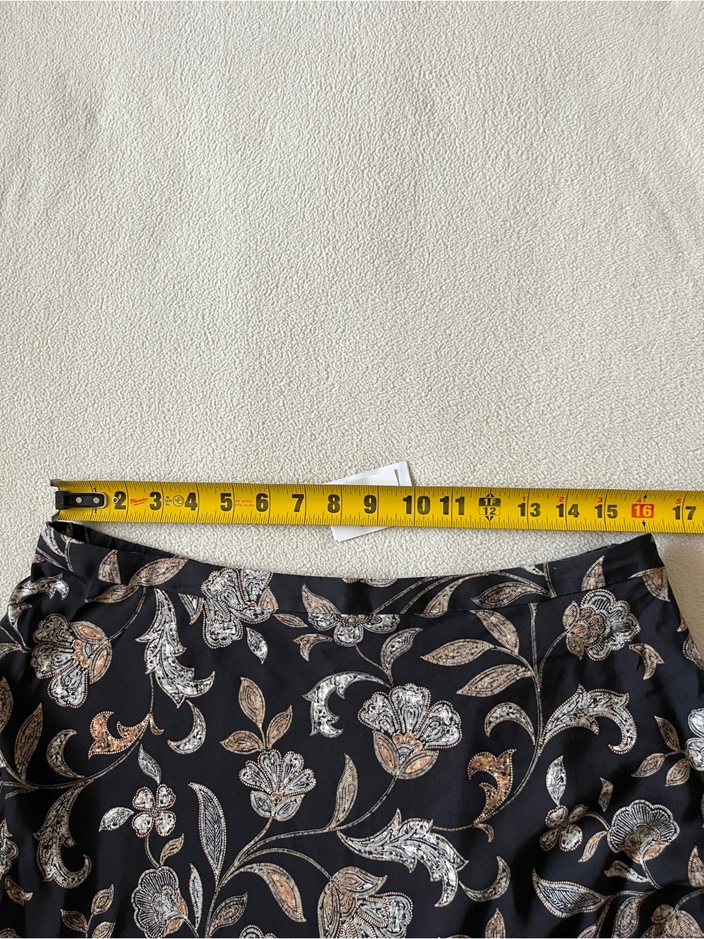 NEW J.Jill Black Floral Paisley Midi Semi Swing Skirt Silk-Like Viscose Academia - Picture 8 of 15
